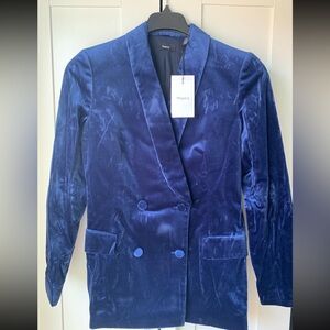 NWT Theory Cobalt Blue Shawl Collar Velvet Jacket